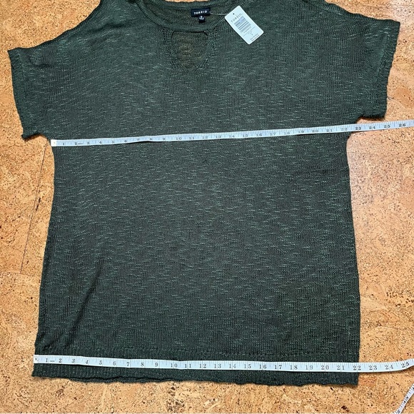 Torrid Olive Green Cold Shoulder Keyhole Short Sleeve Knit Sweater NWT Sz 3X - Picture 12 of 14